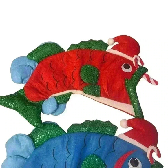 Lot Of 2- RIGRAP MFS-B FUN! Merry Fishmas Stocking, Blue & Red, 22"+ x 12" - Picture 4 of 9